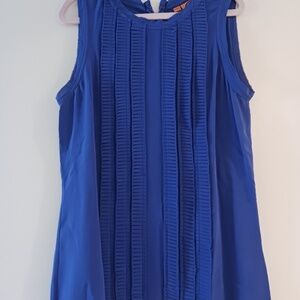 NEW TORY BURCH PLEATED ROYAL BLUE SILK TOP SIZE 2